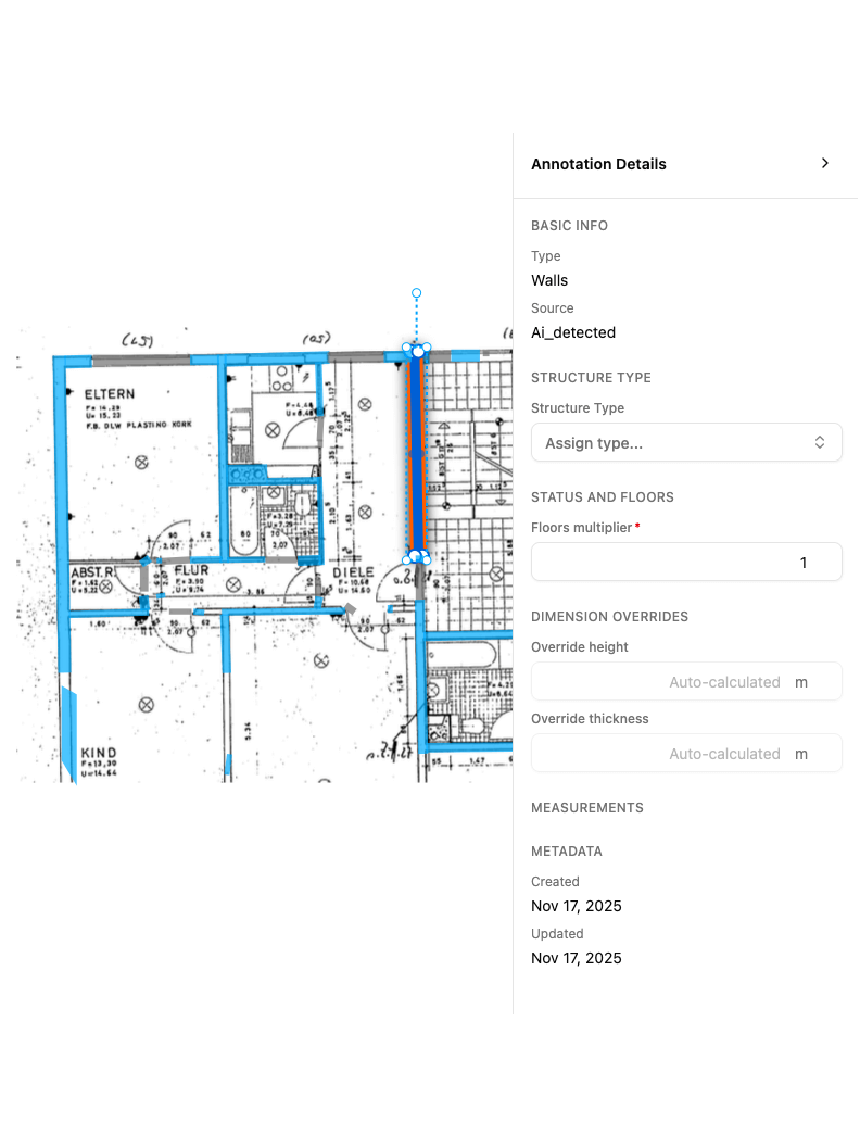 Assign structure types to annotations for accurate material classification