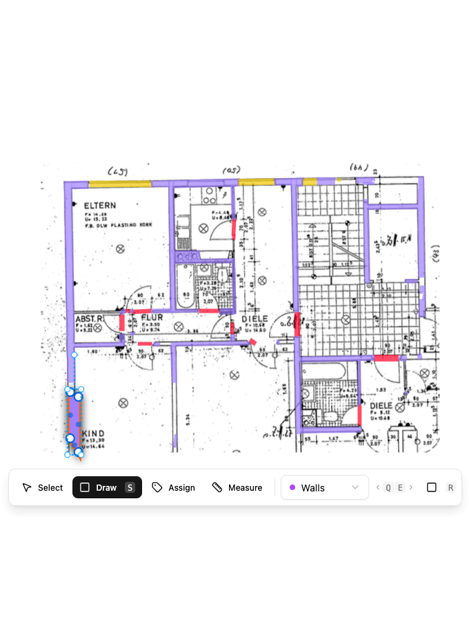 Draw and edit annotations on floor plans with interactive canvas tools